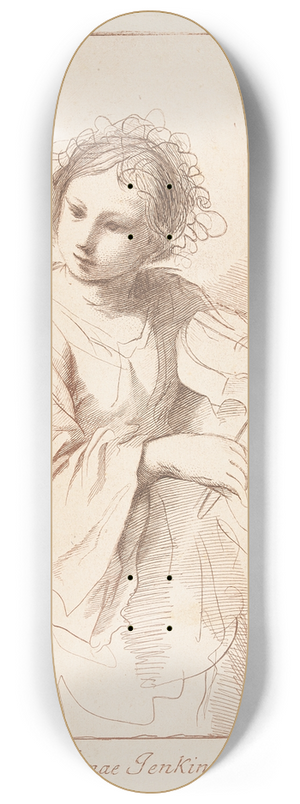 Follower of Guercino - Woman Playing a Violin 8.25 inch art skate deck