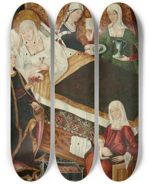 Triptych art skateboard deck of Master Of Villalobos Birth Of The Virgin by Master Of Villalobos (15-)