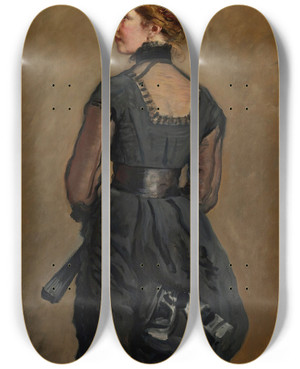 Triptych art skateboard deck of Sir John Everett Millais Portrait Of Kate Perugini Daughter Of Charles Dickens by Sir John Everett Millais (1829-1896)