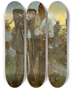 Triptych art skateboard deck of William Gilbert Gaul To The End by William Gilbert Gaul (1855-1919)