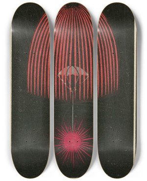 Triptych art skateboard deck of Jinta Hirayama Night Fireworks No 92 by Jinta Hirayama (19-)