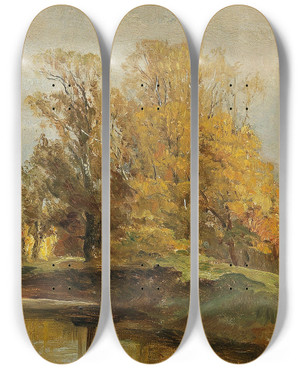Triptych art skateboard deck of Olga Wisingerflorian Landscape Study by Olga Wisinger-Florian (1844-1926)