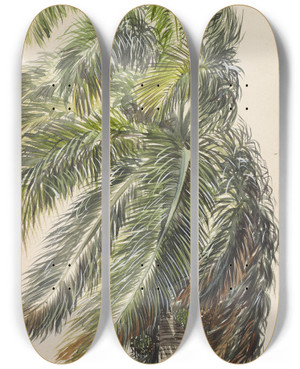 Triptych art skateboard deck of Charles De Wolf Brownell Palma Real_1 by Charles De Wolf Brownell (1822-1909)