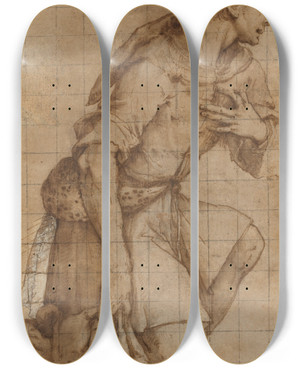 Triptych art skateboard deck of Jacopo Ligozzi Kneeling Shepherd by Jacopo Ligozzi (1547-1627)