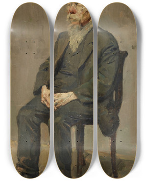Triptych art skateboard deck of Emil Orlik Chinese by Emil Orlik (1870-1932)