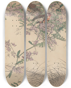 Triptych art skateboard deck of Imao Keinen Keinen Kach Gafu Pl016 by Imao Keinen (1845-1924)
