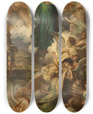 Triptych art skateboard deck of Gustave Dor Lascension by Gustave Dore (1832-1883)