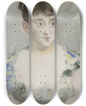 Triptych art skateboard deck of Douard Manet Portrait De Madame Du Paty by douard Manet (1832-1883)