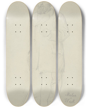Triptych art skateboard deck of Johann Heinrich Hasselhorst Der Maler Wick In Ganzer Figur by Johann Heinrich Hasselhorst (1825-1904)
