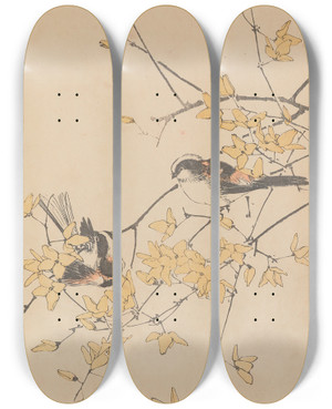 Triptych art skateboard deck of Imao Keinen Keinen Kach Gafu Pl072 by Imao Keinen (1845-1924)