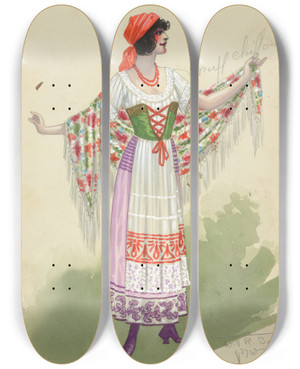 Triptych art skateboard deck of Will R Barnes Natalieact Ii by Will R Barnes (1939)