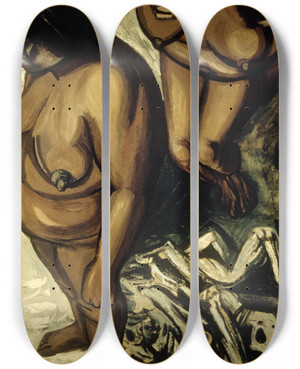 Triptych art skateboard deck of Jos Clemente Orozco Indian Women From The Los Teules Series by Jose Clemente Orozco (1883-1949)