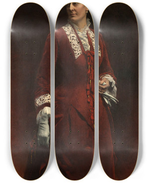 Triptych art skateboard deck of Lon Bonnat Portrait De Madame Georges Erhler by Leon Bonnat (1833-1922)