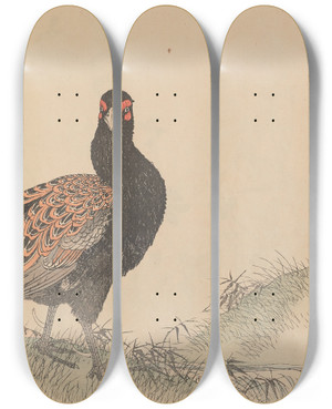 Triptych art skateboard deck of Imao Keinen Keinen Kach Gafu Pl070 by Imao Keinen (1845-1924)