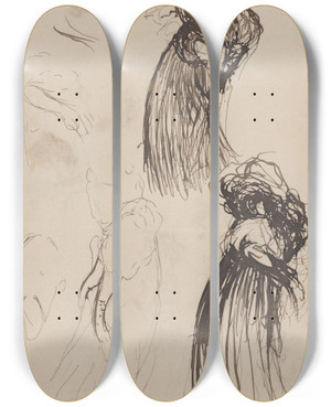 Triptych art skateboard deck of Douard Vuillard The Singer by douard Vuillard (1868-1940)