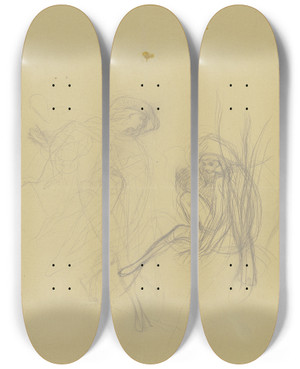 Triptych art skateboard deck of Victor Mller Oberon And Puck by Victor Muller (1829-1871)