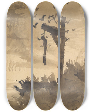 Triptych art skateboard deck of Victor Hugo The Hanged Man by Victor Hugo (1802-1885)