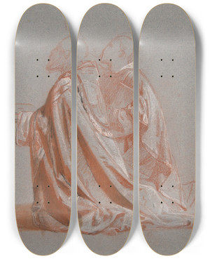 Triptych art skateboard deck of Isidore Pils Two Bishops by Isidore Pils (1815-1875)