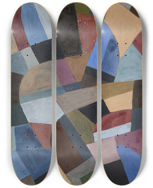 Triptych art skateboard deck of Otto Freundlich Composition_1 by Otto Freundlich (1878-1943)