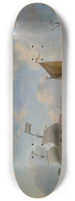 Follower of Ludolf Backhuysen - Dutch Warships 8.25 inch art skate deck