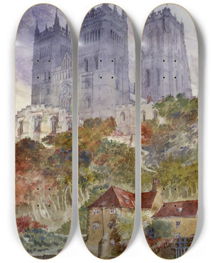 Triptych art skateboard deck of Cass Gilbert Durham Cathedral England by Cass Gilbert (1859-1934)