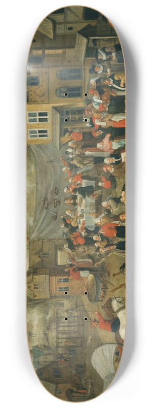 Follower of Marten van Cleve the Elder - A Village Wedding Feast 8.25 inch art skate deck