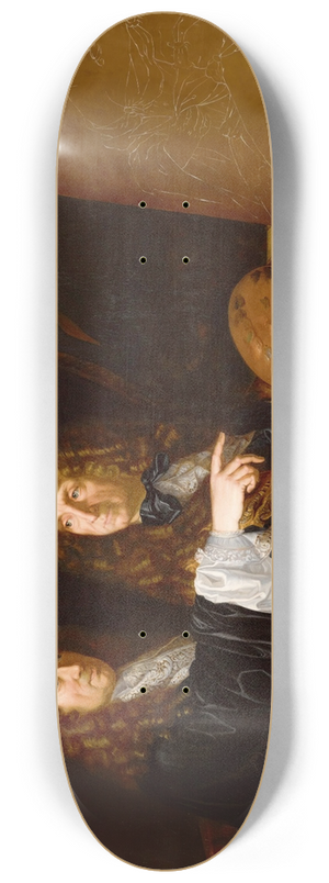 Follower of Martin Lambert - Double portrait of Henri and Charles Beaubrun 8.25 inch art skate deck