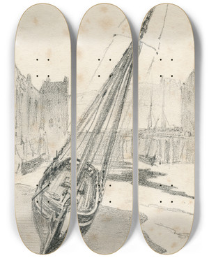 Triptych art skateboard deck of Pieter Van Loon Een Zeilboot Op Het Strand Bij Dover_2 by Pieter Van Loon (1801-1873) Triptych art skateboard deck of Pieter Van Loon Een Zeilboot Op Het Strand Bij Dover_2 by Pieter Van Loon (1801-1873)
