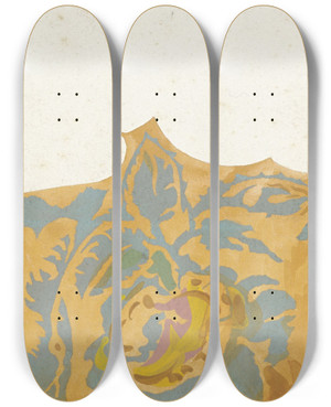 Triptych art skateboard deck of Theo Colenbrander Ontwerptekening Voor Een Menu Met Plantaardige Decoratie_2 by Theo Colenbrander (1841-1930)