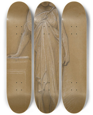 Triptych art skateboard deck of William Blake Richmond Study Of A Classical Maiden by William Blake Richmond (1842-1921)