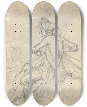 Triptych art skateboard deck of Benjamin West Study_1 by Benjamin West (1738-1820)