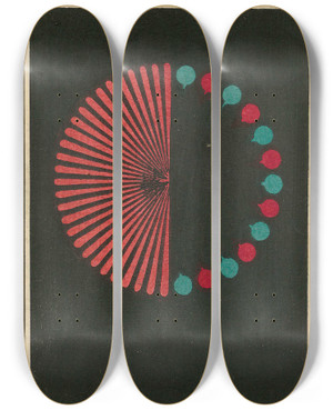 Triptych art skateboard deck of Jinta Hirayama Night Fireworks No 105 by Jinta Hirayama (19-)