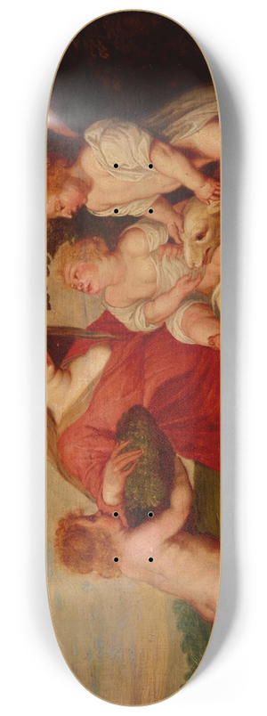 Follower of Peter Paul Rubens - Holy Family with the Infant Saint John the Baptist and an Angel 8.25 inch art skate deck