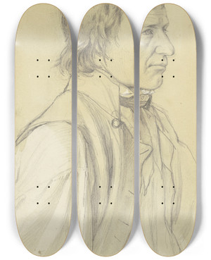 Triptych art skateboard deck of Jakob Becker Young Farmer To The Right by Jakob Becker (1810-1872)