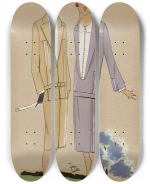 Triptych art skateboard deck of Gp Joumard Le Beau Paysage by G-P. Joumard (19-)