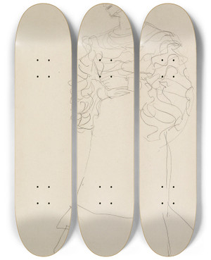 Triptych art skateboard deck of Gustav Klimt Bildnis Magda Mautnermarkhof Studie by Gustav Klimt (1862-1918)