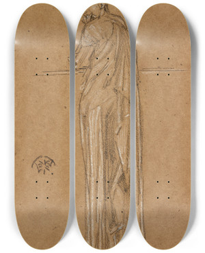 Triptych art skateboard deck of James Abbott Mcneill Whistler Draped Figure Standing by James Abbott Mcneill Whistler (1834-1903)