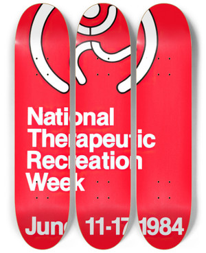 Triptych art skateboard deck of National Institutes Of Health National Therapeutic Recreation Week by National Institutes Of Health (1887)