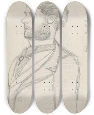 Triptych art skateboard deck of William Michael Rossetti Holman Hunt by William Michael Rossetti (1829-1919)