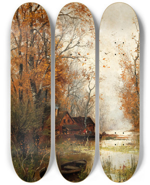 Triptych art skateboard deck of Adolf Kaufmann Im Wald Von Fontainebleau by Adolf Kaufmann (1848-1916) Triptych art skateboard deck of Adolf Kaufmann Im Wald Von Fontainebleau by Adolf Kaufmann (1848-1916)