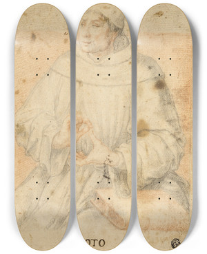Triptych art skateboard deck of Federico Zuccaro Duns Scotus by Federico Zuccaro (1542-1609)