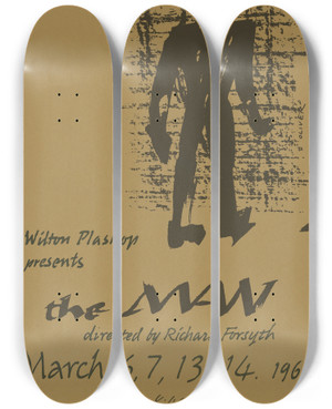 Triptych art skateboard deck of H Edward Oliver The Man Directed By Richard Forsyth by H Edward Oliver (20-)