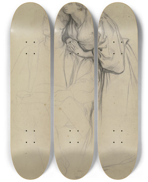 Triptych art skateboard deck of Victor Mller Sitzender Hartmut An Dessen Schulter Sich Eine Frau Lehnt Aus Dem Ritter Hartmut Von Kronberg Bei Dem Reformator Oecolampadius In Basel by Victor Muller (1829-1871)