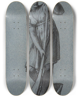 Triptych art skateboard deck of Pierrepaul Prudhon La Navigation by Pierre-Paul Prud'hon (1758-1823)