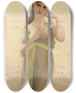 Triptych art skateboard deck of Jules Joseph Lefebvre Morning Glory by Jules Joseph Lefebvre (1836-1911)