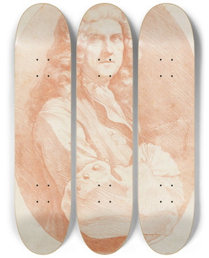 Triptych art skateboard deck of Edm Bouchardon Pier Leoneghezzi by Edme Bouchardon (1698-1762)