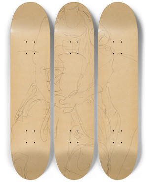 Triptych art skateboard deck of Gustav Klimt Portrait Of Eugenia Mda Primavesi by Gustav Klimt (1862-1918)