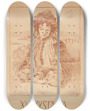 Triptych art skateboard deck of Kazimierz Sichulski Xv Wystawa Sztuki by Kazimierz Sichulski (1879-1942)