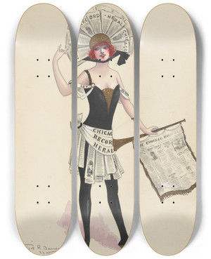 Triptych art skateboard deck of Will R Barnes Press Ballet by Will R Barnes (1939)