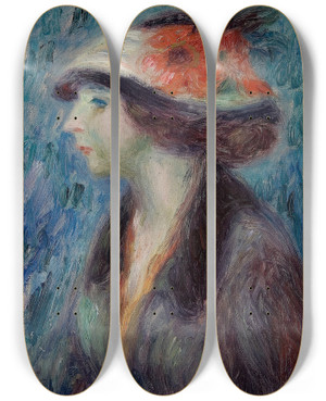 Triptych art skateboard deck of William James Glackens Girl With Flowered Hat by William James Glackens (1870-1938) Triptych art skateboard deck of William James Glackens Girl With Flowered Hat by William James Glackens (1870-1938)